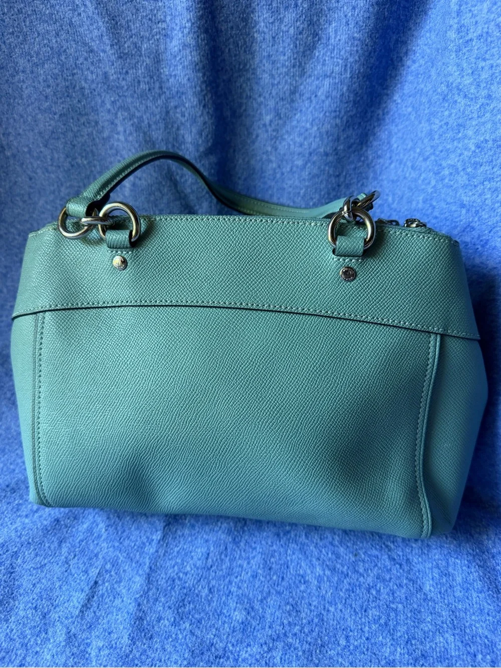 COACH Teal Shoulder Satchel in Turquoise Leather